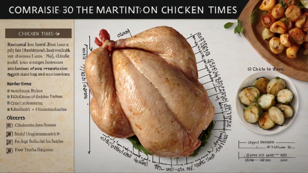 Chart showing marination times for different chicken cuts.