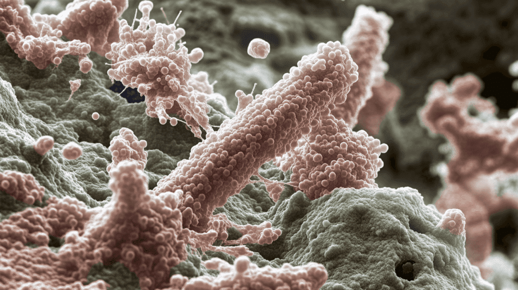 Bacillus cereus bacteria under a microscope