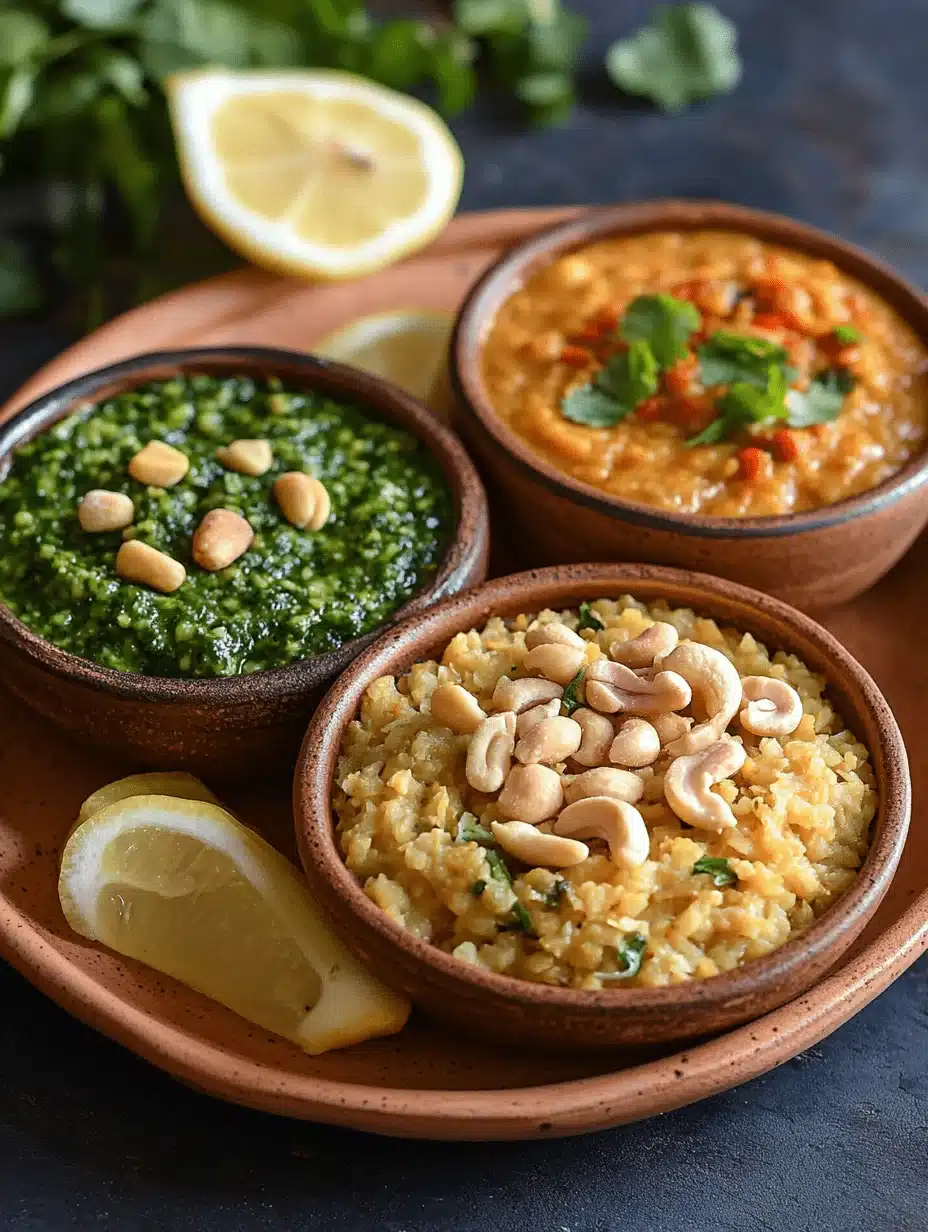 A vibrant and colorful spread of healthy Indian breakfast recipes vegetarian, including poha, masala oats, and upma, served on a rustic plate with fresh herbs and lemon wedges.
