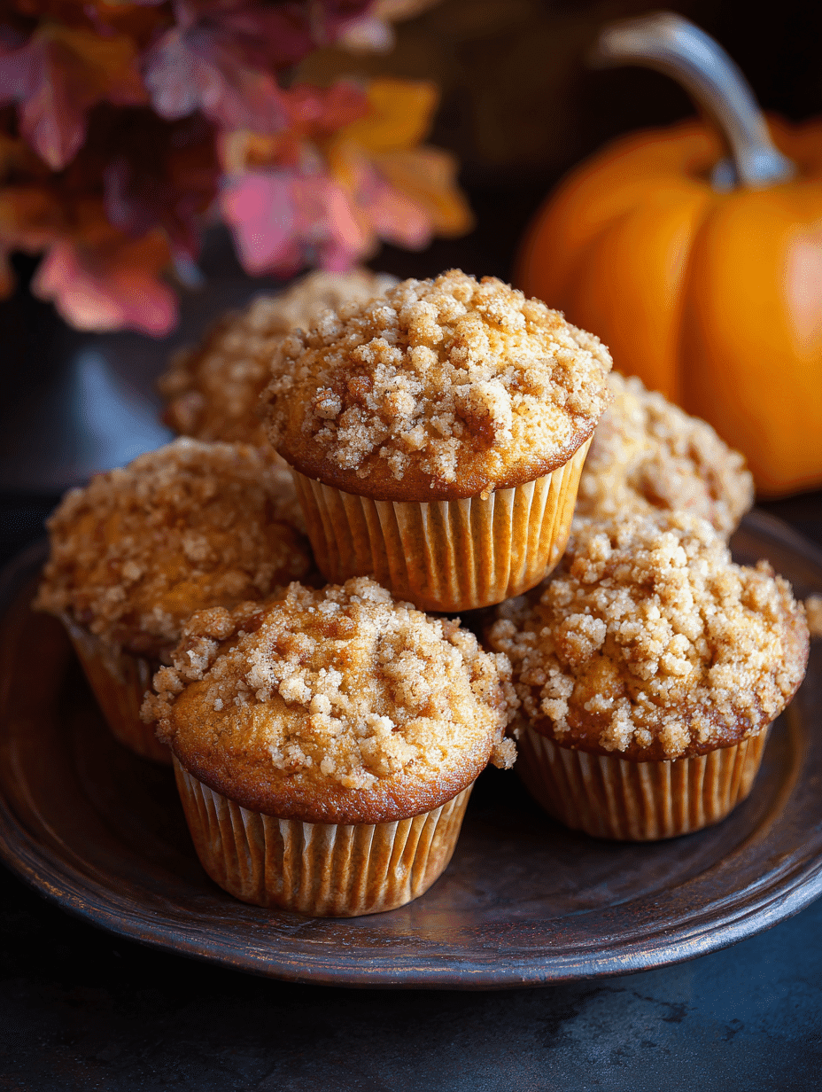 Apple Pumpkin Streusel Muffins on rustic wooden table