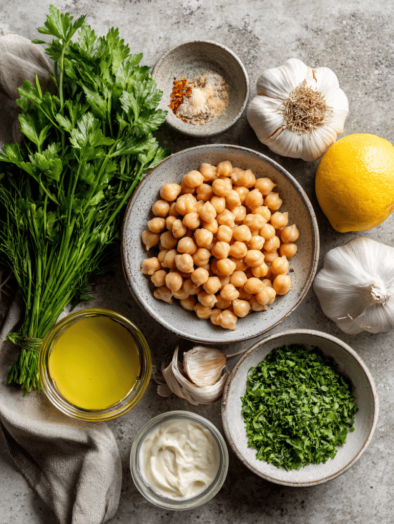 Ingredients for Creamy Garlic Chickpea Soup