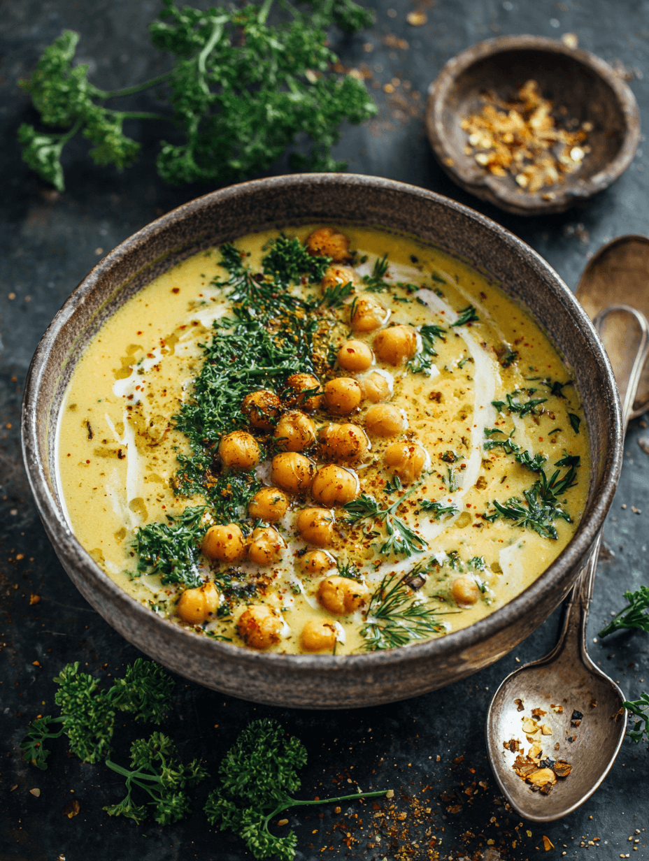 Creamy Garlic Chickpea Soup – A Vegan Comfort Bowl You’ll Make Again and Again