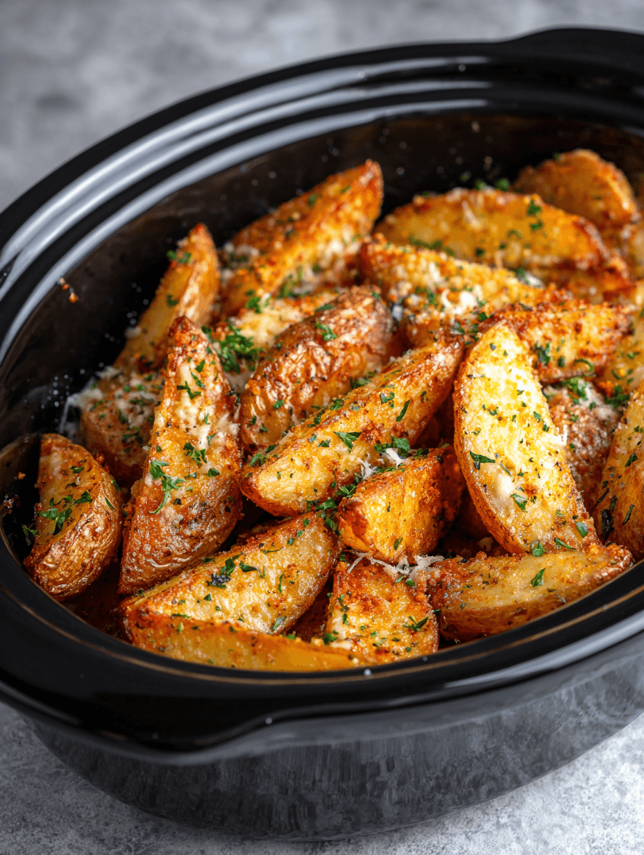 Crockpot Parmesan Potato Wedges – Easy Garlic & Cheese Side!