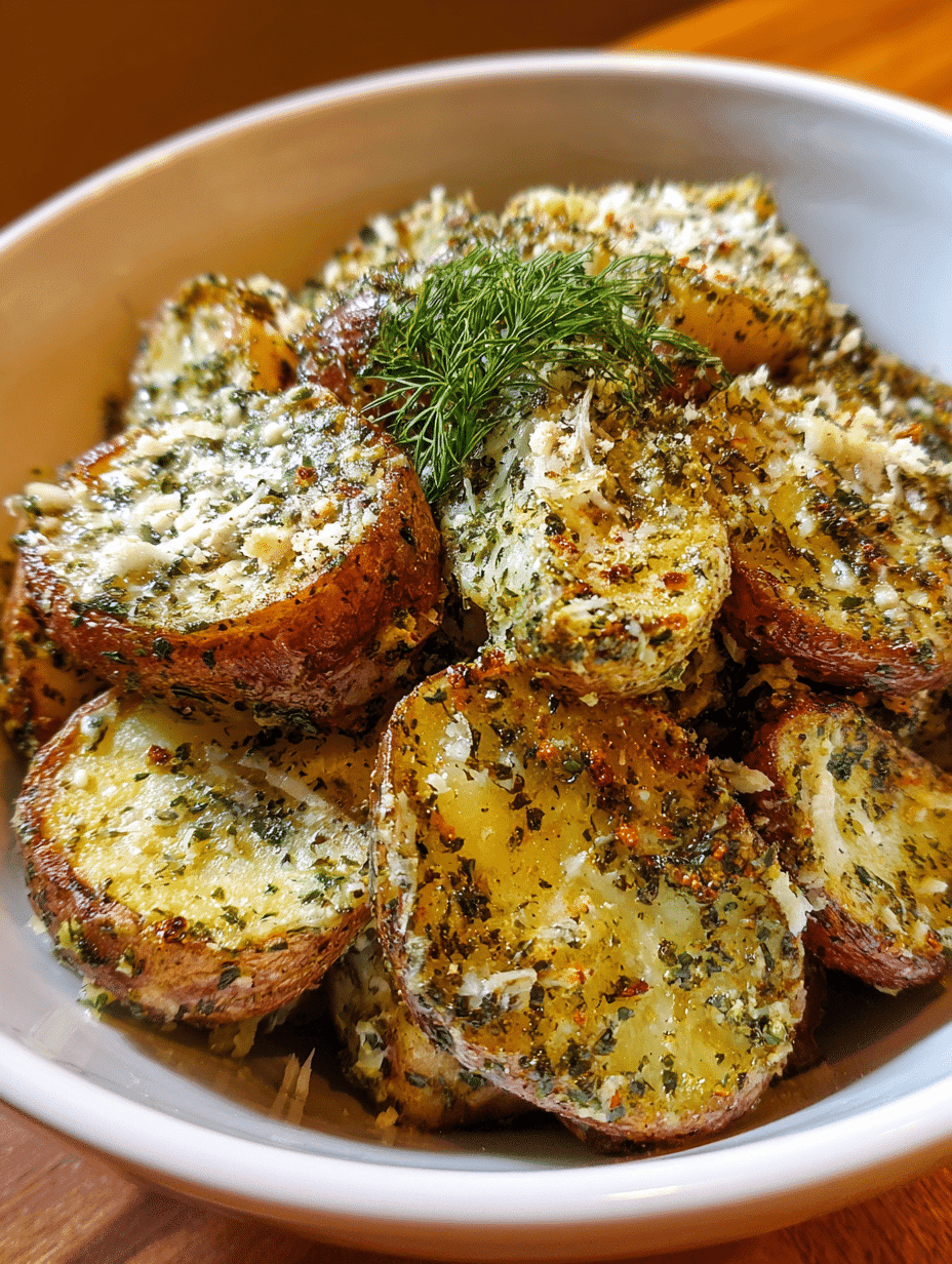 Crockpot Pesto Parmesan Potatoes - Creamy Garlic Side Dish