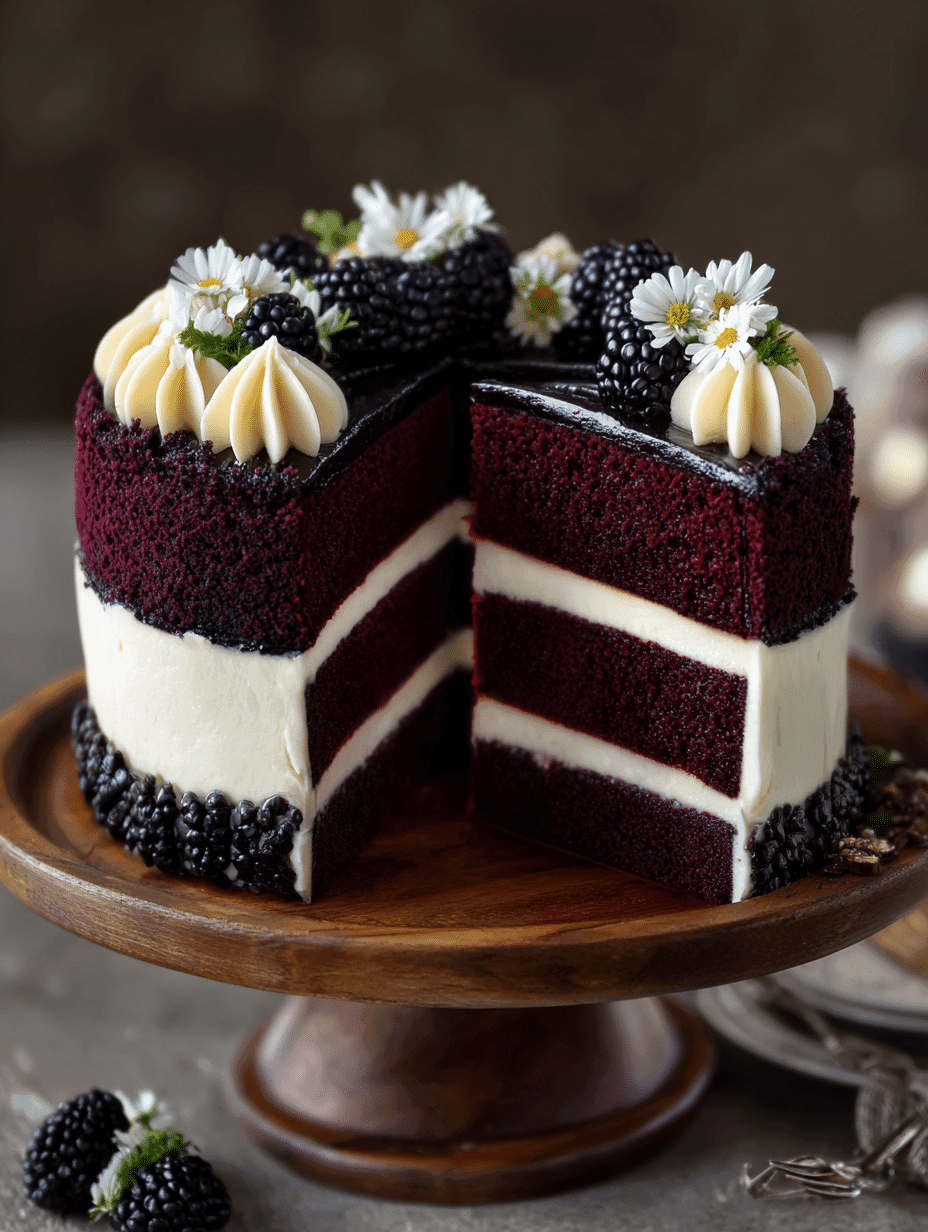 Decadent Blackberry Velvet Gothic Cake – Lush Cream Filling Inside