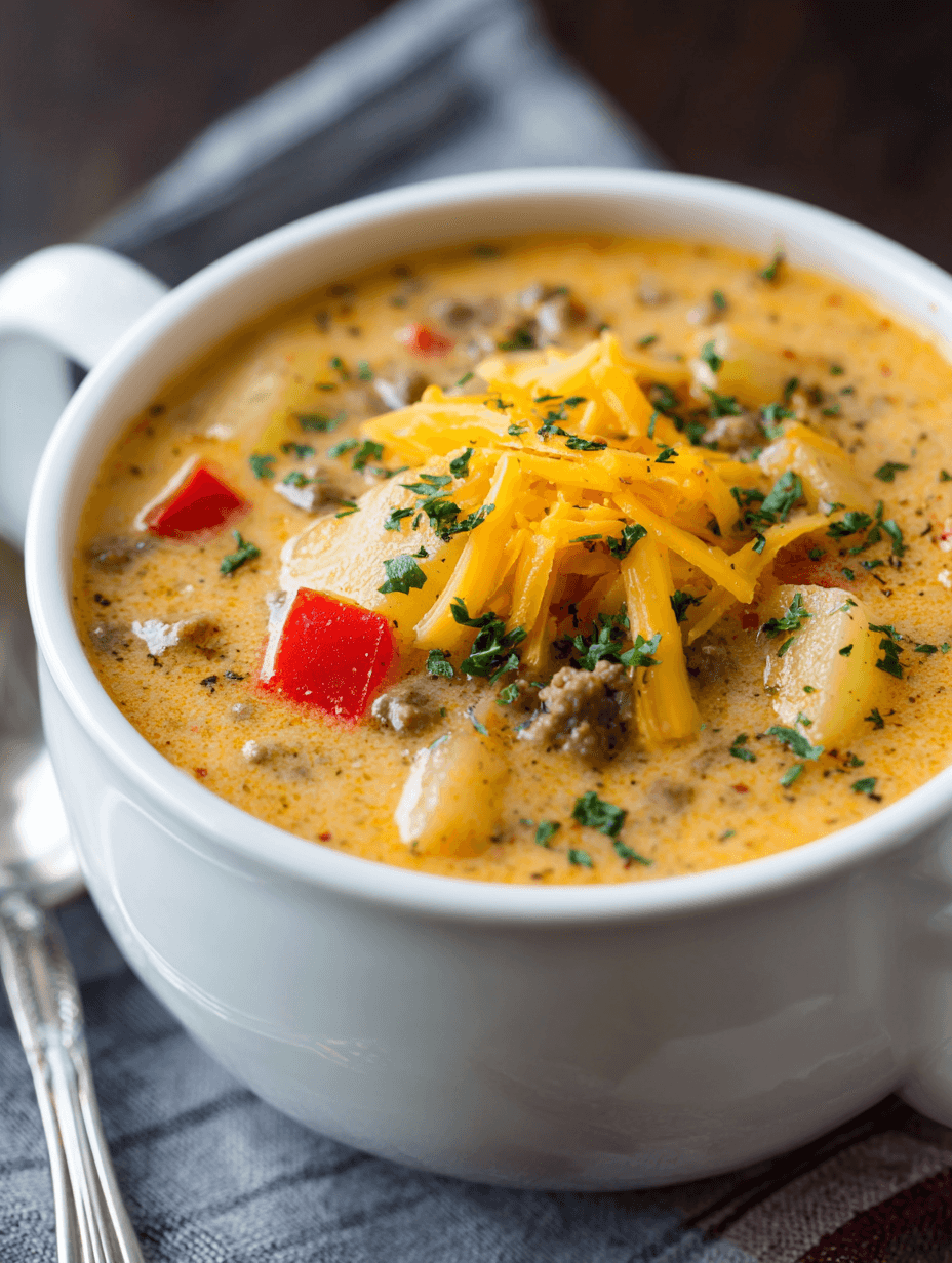 Easy Cheesy Hamburger Potato Soup: The Ultimate Cozy & Creamy Comfort Soup