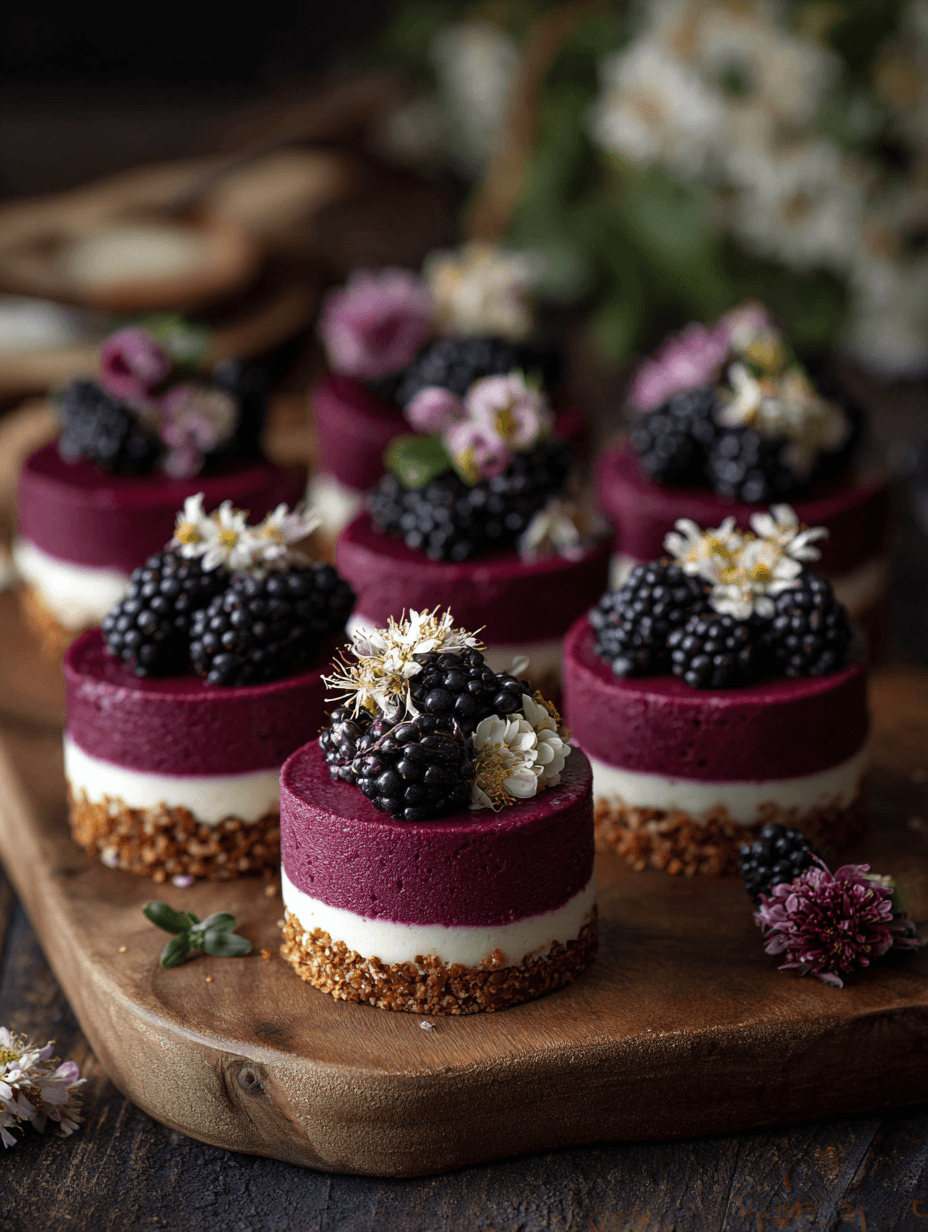 Mini Blackberry Mousse Cakes