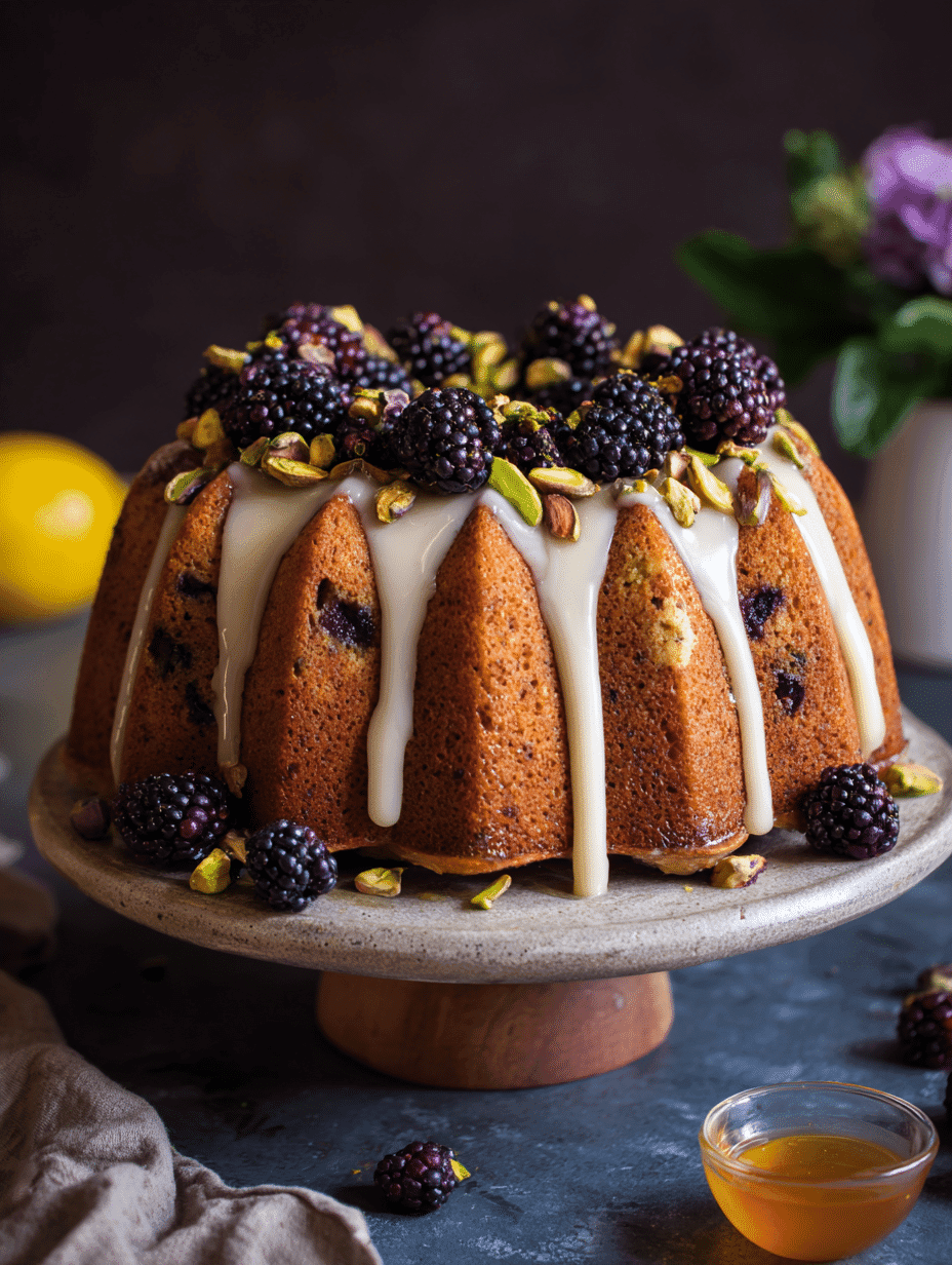Pistachio and Blackberry Olive Oil Cake Well Made by Kiley