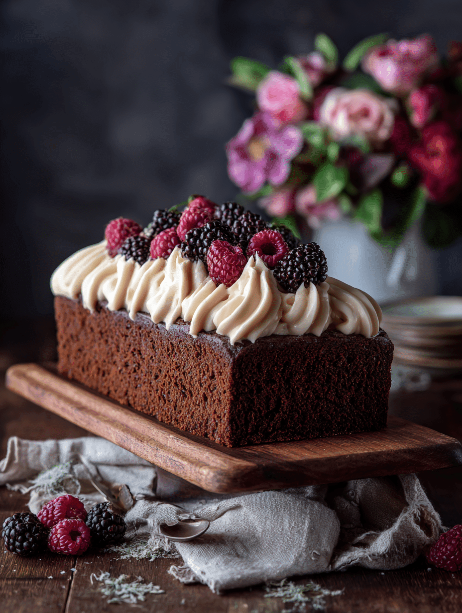 Rich Chocolate Loaf Cake with Baileys Original Irish Cream Cream Cheese Frosting
