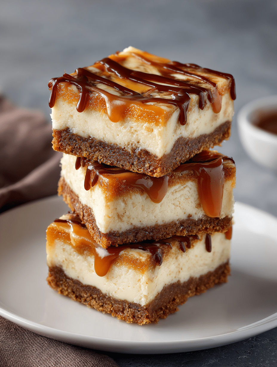 7 Irresistible Salted Caramel Swirl Cheesecake Bars