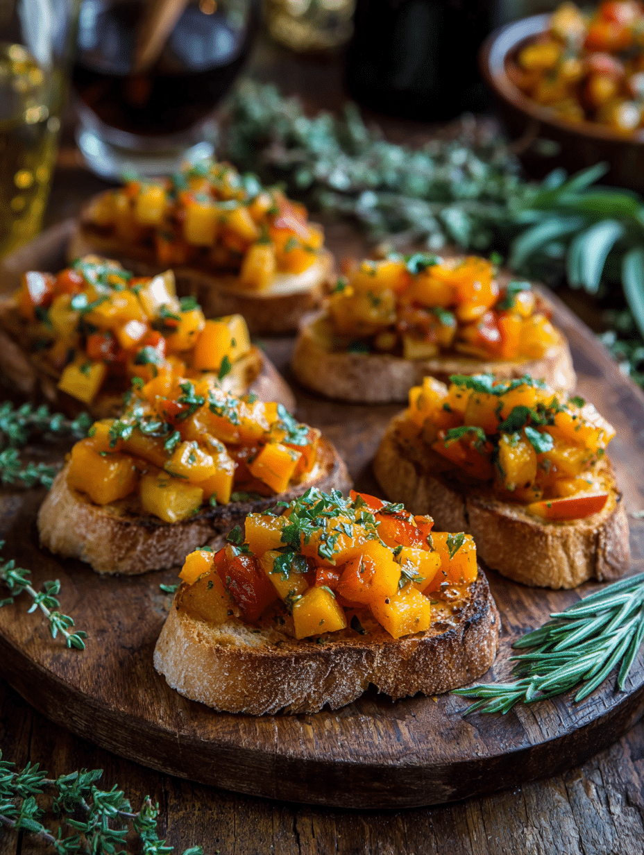 Delicious Fall Bruschetta with Butternut Squash and Apples – Cozy Harvest Appetizer for Thanksgiving Gatherings