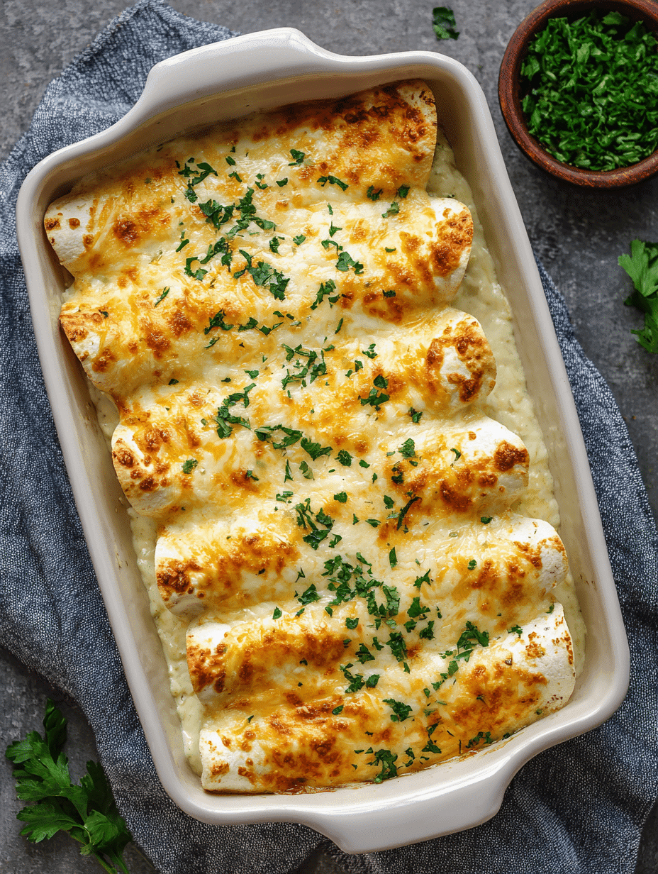EASY WHITE CHICKEN ENCHILADAS RECIPE Mexican Food Recipes Easy – The Creamy, Cheesy Dinner Everyone Loves