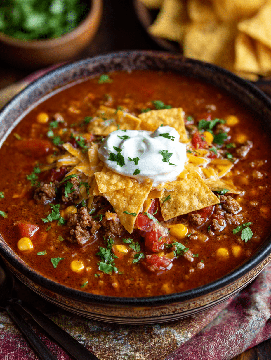Flavorful Taco Soup Recipe – A Cozy, Easy Soup Dinner Everyone Will Love