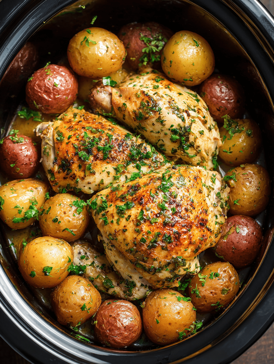 Garlic Parmesan Crockpot Chicken & Potatoes The Best Easy Slow Cooker Dinner