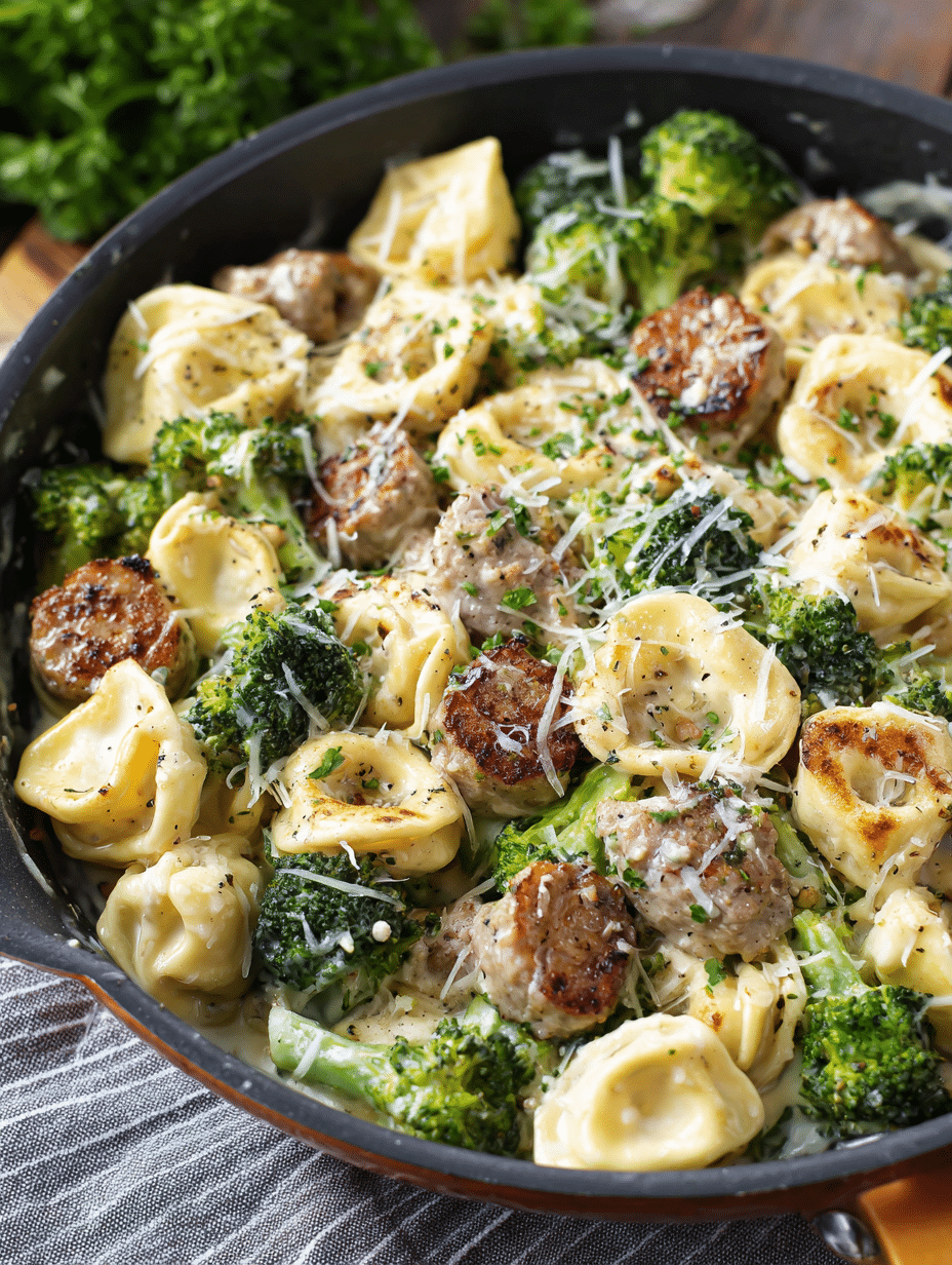 Garlic Parmesan Tortellini with Sausage and Broccoli - Creamy One-Pan Dinner for Busy Nights