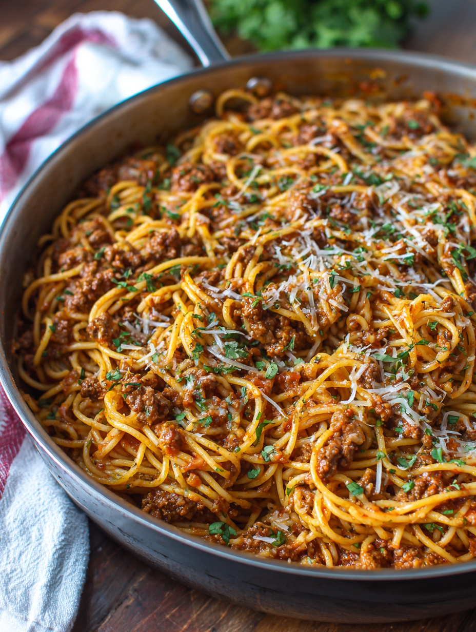 One Pot Beef Spaghetti Bolognese Easy Family Dinner in One Simple Pot