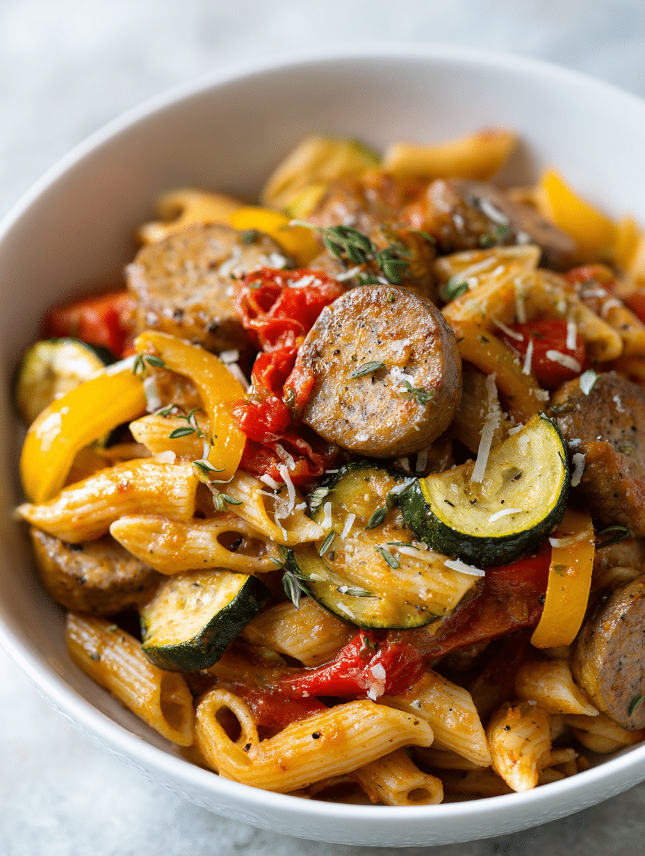 Slow Cooker Sausage & Veggie Pasta – A Healthy, Flavor-Packed Dinner for Busy Nights