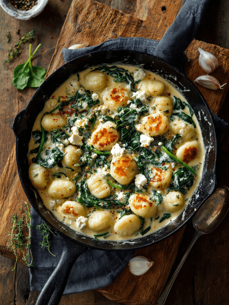 Creamy Gnocchi with Spinach and Feta Recipe | Healthy Dinner Inspiration