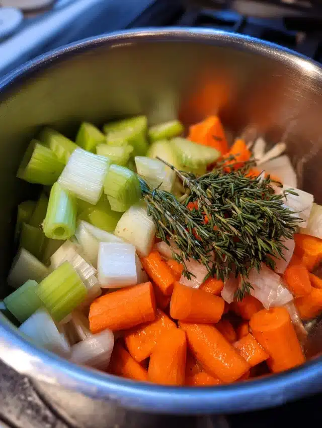 Stir in carrots and celery for extra flavor and color. I always say to myself, “When the cold nights of Christmas arrive, this is the soup everyone asks for let’s make it perfect.”
