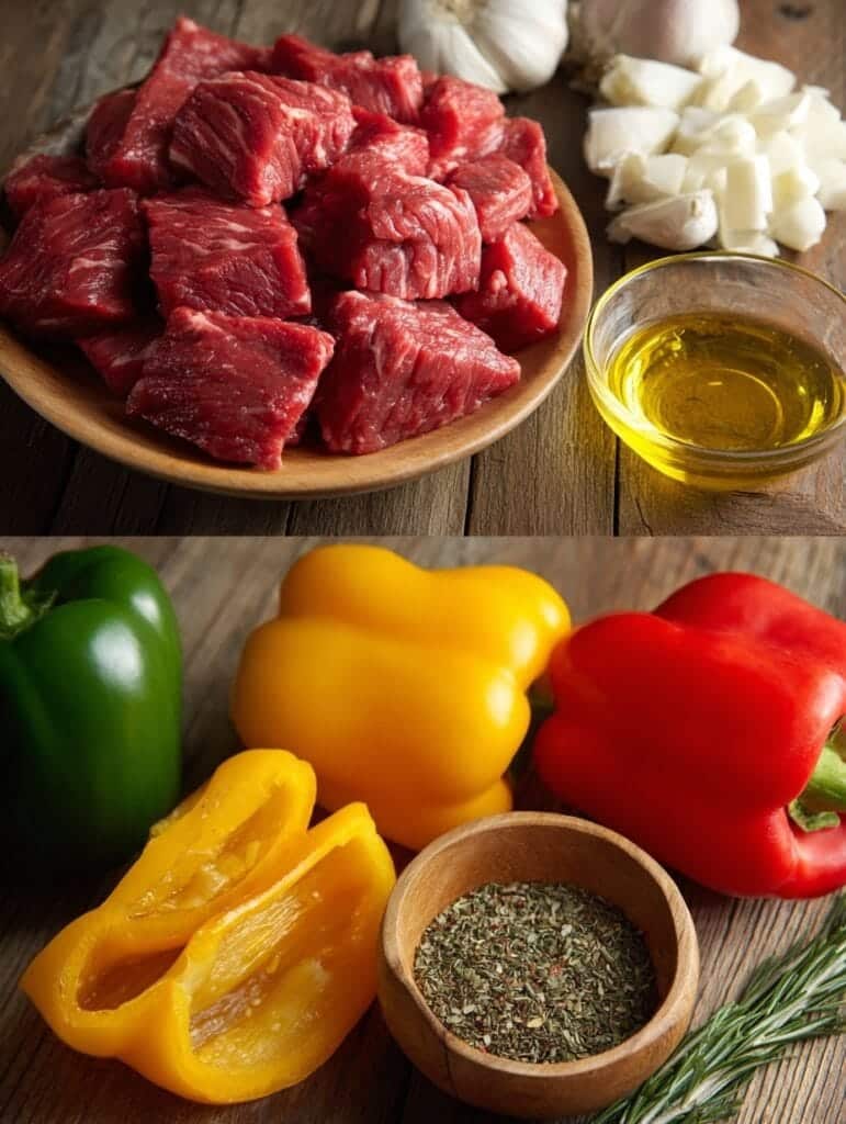 Ingredients for Crockpot Beef And Peppers