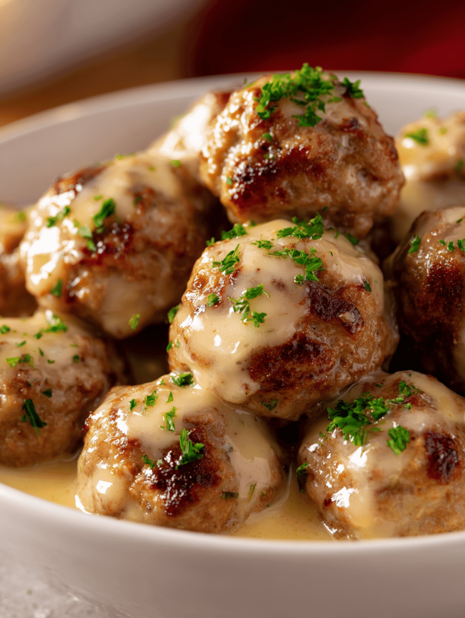 Air fryer Alfredo Party Meatballs