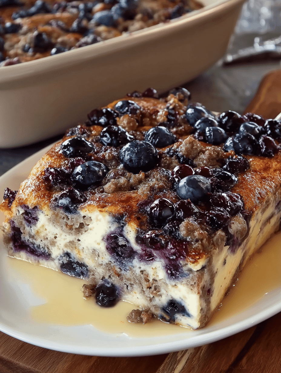 Picture of Blueberry Sausage Pancake Casserole - Easy Make-Ahead Breakfast Bake