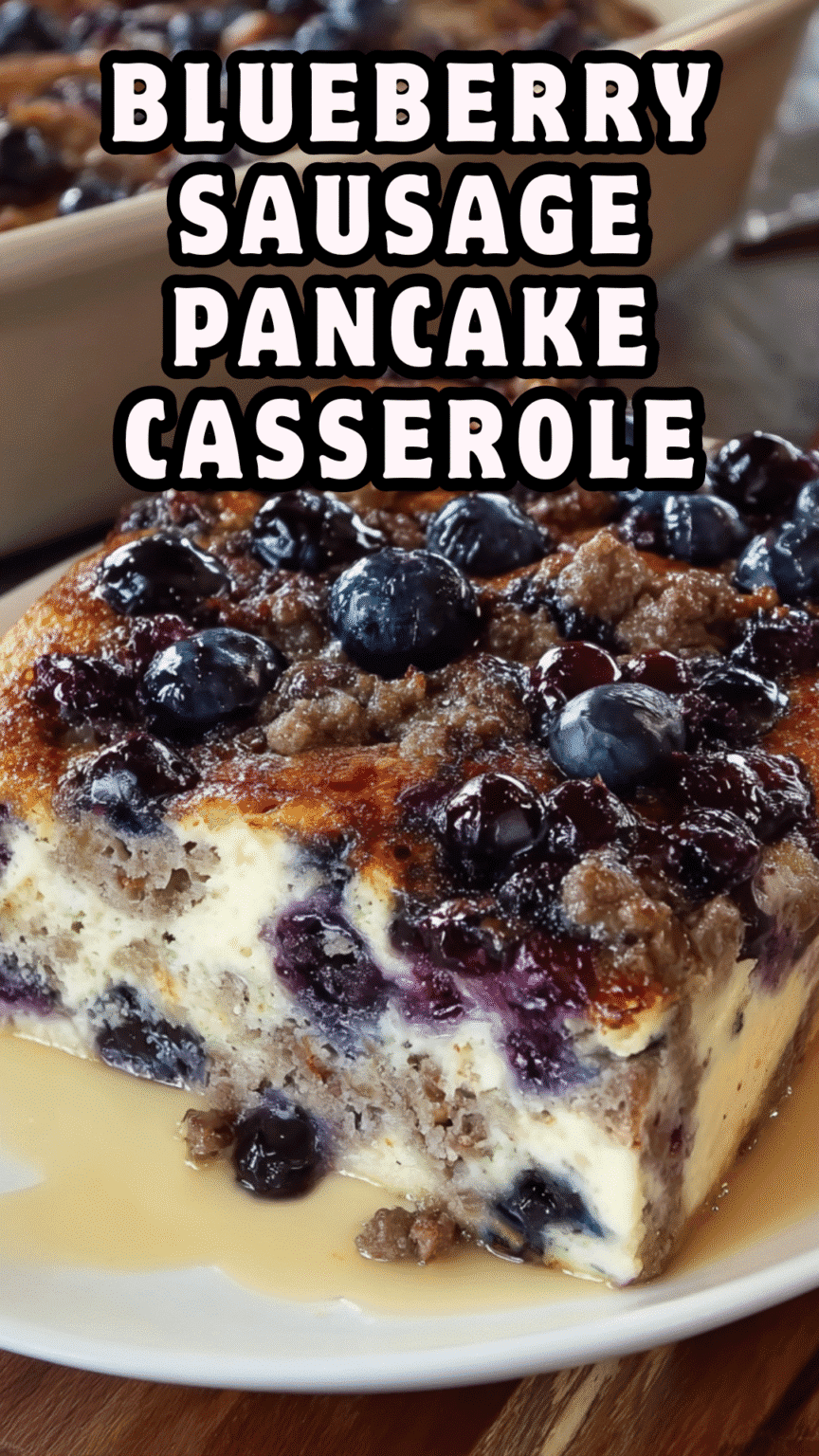Blueberry Sausage Pancake Casserole