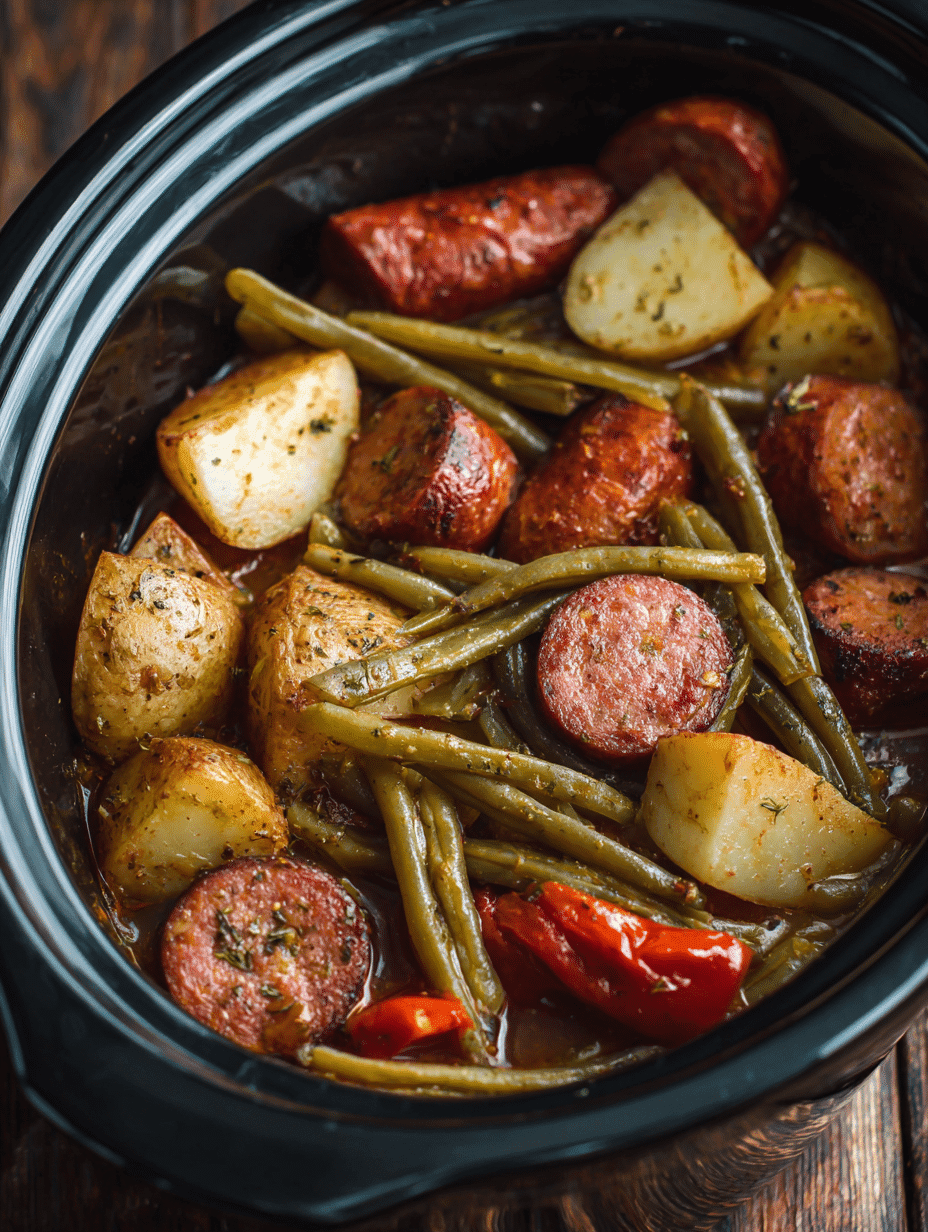 Crockpot Sausage, Potatoes & Green Beans – Easy One-Pot Dinner Magic