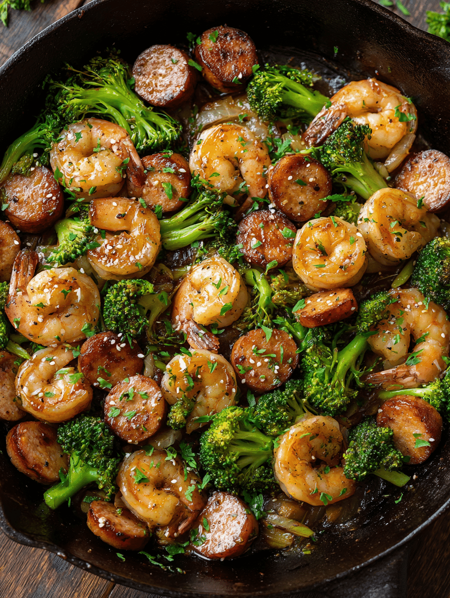 Honey Garlic Shrimp, Sausage & Broccoli
