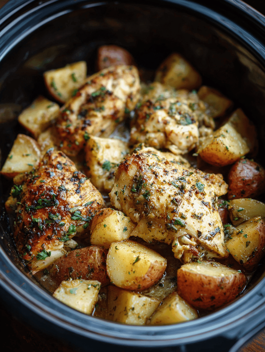 Slow Cooker Parmesan Garlic Chicken and Potatoes Recipe Easy Comfort Meal