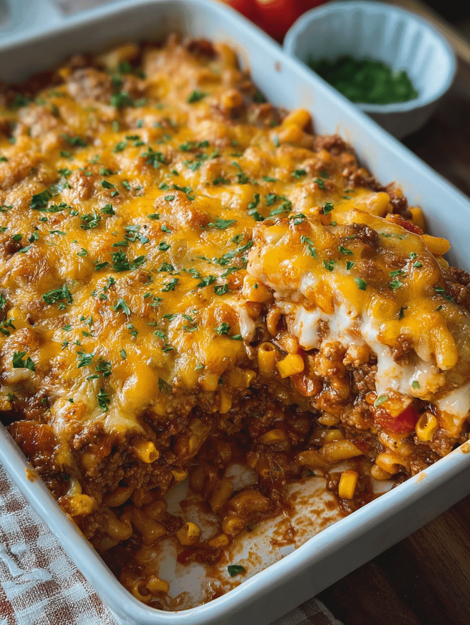 I still remember the first time I made Sloppy Joe Casserole in my own kitchen. It was one of those evenings when life felt loud kids arguing over homework, emails buzzing, laundry half-folded. I stood there staring at a pound of ground beef, wondering how dinner was going to magically appear. That night, instead of making traditional sandwiches, I turned that familiar flavor into a bubbling, cheesy Sloppy Joe Casserole, and something shifted. The kitchen smelled like my grandmother’s house, warm and welcoming. That simple Sloppy Joe Casserole brought everyone to the table without me calling twice. Growing up, I watched my grandmother turn humble ingredients into magic. She would have loved this Sloppy Joe Casserole because it stretches simple pantry staples into something that feels special. That’s what I adore about Sloppy Joe Casserole it’s practical, affordable, and comforting all at once. And let’s be honest, on a busy Tuesday, a hearty Sloppy Joe Casserole feels like winning. Table of Contents Why You’ll Love This Sloppy Joe CasseroleIngredients for the Best Sloppy Joe CasseroleHow to Make Sloppy Joe Casserole Step by StepTips for Perfect Sloppy Joe Casserole Every TimeVariations on Sloppy Joe CasseroleA Little Story from My KitchenWhat to Serve with Sloppy Joe CasseroleFAQs About Sloppy Joe CasseroleWhy Sloppy Joe Casserole Belongs on Your Weekly Menu Why You’ll Love This Sloppy Joe Casserole There are dinners you cook because you have to, and then there’s Sloppy Joe Casserole the kind of meal you actually look forward to. This Sloppy Joe Casserole combines the classic sweet-and-savory sloppy joe flavor with gooey cheese and a golden topping, all baked together in one dish. No juggling buns. No messy sandwiches falling apart. Just one cozy Sloppy Joe Casserole that feeds everyone happily. If you’re juggling work, school pickups, or just plain exhaustion, Sloppy Joe Casserole is your secret weapon. It’s a one-pan meal, which means fewer dishes (hallelujah). It reheats beautifully, so leftover Sloppy Joe Casserole becomes tomorrow’s easy lunch. And if you have picky eaters? The familiar flavor of Sloppy Joe Casserole usually wins them over without a fuss. Ingredients for the Best Sloppy Joe Casserole What makes this Sloppy Joe Casserole shine is how simple the ingredients are. You probably have most of them already. You’ll need: 1 pound ground beef 1 small onion, diced 1 green bell pepper, diced 2 cloves garlic, minced 1 cup ketchup 2 tablespoons brown sugar 1 tablespoon yellow mustard 1 teaspoon Worcestershire sauce Salt and black pepper to taste 1 ½ cups shredded cheddar cheese 1 can refrigerated biscuit dough (or crescent roll dough) Every layer of this Sloppy Joe Casserole builds flavor. The ground beef forms the hearty base. The ketchup mixture gives that signature sloppy joe sweetness. And the cheese? That’s the melty crown that makes Sloppy Joe Casserole irresistible. How to Make Sloppy Joe Casserole Step by Step 1. Cook the Beef Mixture Start by heating a large skillet over medium heat. Brown the ground beef until fully cooked. Drain excess grease if needed. Add diced onion and bell pepper, cooking until soft. Stir in garlic for about 30 seconds. This savory base is what gives Sloppy Joe Casserole its rich flavor. 2. Add the Classic Sloppy Joe Flavor Stir in ketchup, brown sugar, mustard, and Worcestershire sauce. Let everything simmer for 5–7 minutes. The sauce should thicken slightly. Taste and adjust seasoning. This is where your Sloppy Joe Casserole gets that sweet, tangy personality everyone loves. 3. Assemble the Sloppy Joe Casserole Preheat your oven to 375°F. Spread the beef mixture evenly into a greased baking dish. Sprinkle shredded cheddar cheese generously over the top. Cut biscuit dough into quarters and place pieces over the cheese layer. Each bite of Sloppy Joe Casserole will have meat, sauce, cheese, and golden bread. 4. Bake Until Golden Bake your Sloppy Joe Casserole for 18–22 minutes, or until the biscuit topping is golden brown and cooked through. Let it rest for 5 minutes before serving. That short wait helps the Sloppy Joe Casserole set up perfectly. Tips for Perfect Sloppy Joe Casserole Every Time Making Sloppy Joe Casserole is simple, but a few tricks make it even better. Don’t skip draining the beef. Too much grease can make your Sloppy Joe Casserole heavy. Shred your own cheese. Pre-shredded cheese works, but freshly shredded melts more smoothly in your Sloppy Joe Casserole. Let it rest. I know it smells amazing, but giving your Sloppy Joe Casserole a few minutes to cool makes serving easier. Want a kick? Add red pepper flakes or a splash of hot sauce to your Sloppy Joe Casserole mixture. And if your biscuit topping looks a little uneven? Don’t worry. A rustic Sloppy Joe Casserole has charm. Variations on Sloppy Joe Casserole One reason I keep coming back to Sloppy Joe Casserole is how flexible it is. If you want a lighter Sloppy Joe Casserole, swap ground beef for ground turkey. If you’re feeding a crowd, double the recipe and make two pans of Sloppy Joe Casserole. You can even add corn or black beans for extra texture in your Sloppy Joe Casserole. For a low-carb twist, skip the biscuit topping and top your Sloppy Joe Casserole with extra cheese instead. The result is still hearty and satisfying. A Little Story from My Kitchen The first time I served Sloppy Joe Casserole at a family gathering, I was nervous. My aunt is known for her “famous” lasagna, and I felt like my humble Sloppy Joe Casserole was stepping into big shoes. But as soon as everyone took a bite, the compliments started. My cousin even asked for the Sloppy Joe Casserole recipe before dessert was served. That’s when I realized something important. Food doesn’t have to be fancy to be memorable. A simple Sloppy Joe Casserole can create laughter, conversation, and that warm, full-belly happiness we all crave. What to Serve with Sloppy Joe Casserole Because Sloppy Joe Casserole is rich and filling, I love pairing it with something fresh. A crisp green salad balances the hearty Sloppy Joe Casserole. Steamed green beans add color next to your Sloppy Joe Casserole. Simple coleslaw complements the sweet-savory flavor of Sloppy Joe Casserole. But honestly? On busy nights, Sloppy Joe Casserole stands proudly all on its own. FAQs About Sloppy Joe Casserole Can I make Sloppy Joe Casserole ahead of time? Yes! You can prepare the meat mixture for your Sloppy Joe Casserole a day in advance. Store it in the fridge, then assemble and bake your Sloppy Joe Casserole when ready. How do I store leftover Sloppy Joe Casserole? Store leftover Sloppy Joe Casserole in an airtight container in the refrigerator for up to 3 days. Reheat individual portions in the microwave or warm the full Sloppy Joe Casserole in the oven. Can I freeze Sloppy Joe Casserole? Absolutely. Let your Sloppy Joe Casserole cool completely, wrap tightly, and freeze for up to 2 months. Thaw overnight in the fridge before reheating your Sloppy Joe Casserole. Can I use homemade sloppy joe sauce? Of course! Homemade sauce works beautifully in Sloppy Joe Casserole. Just keep the flavor balance sweet and tangy so your Sloppy Joe Casserole tastes just right. Why Sloppy Joe Casserole Belongs on Your Weekly Menu Life is busy. Some days feel like a sprint from morning to bedtime. That’s why I treasure recipes like Sloppy Joe Casserole. It’s dependable. It’s comforting. And it turns simple ingredients into something that feels like care on a plate. When I slide a bubbling Sloppy Joe Casserole out of the oven, I feel connected to my grandmother’s kitchen again. I’m reminded that food is more than dinner it’s a pause button. A chance to gather. A moment to breathe. If you’re looking for a meal that’s easy, family-friendly, and packed with flavor, give this Sloppy Joe Casserole a try. I promise, once you taste that cheesy, savory bite, Sloppy Joe Casserole will earn a permanent spot in your recipe rotation. And who knows? Your own Sloppy Joe Casserole might just become the dish your family requests again and again.