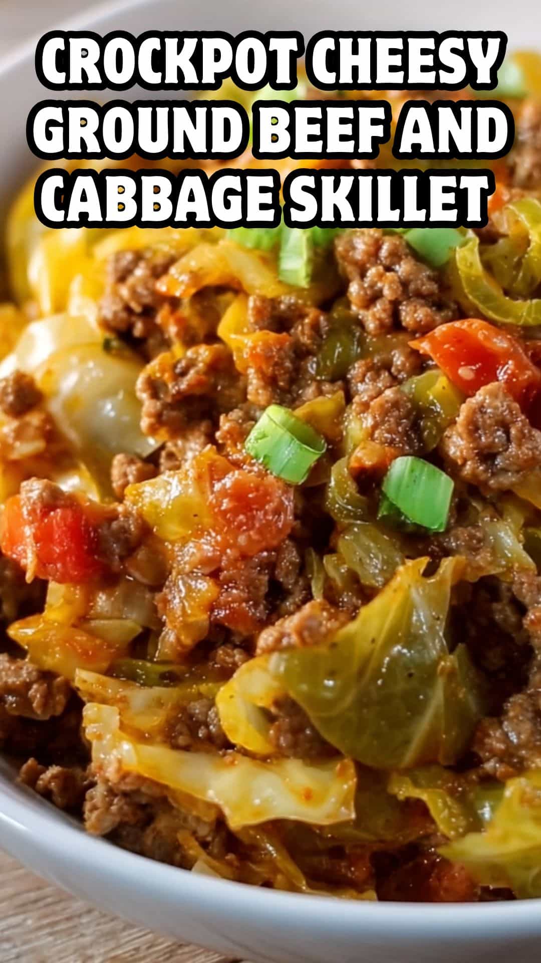 Crockpot Cheesy Ground Beef and Cabbage Skillet
