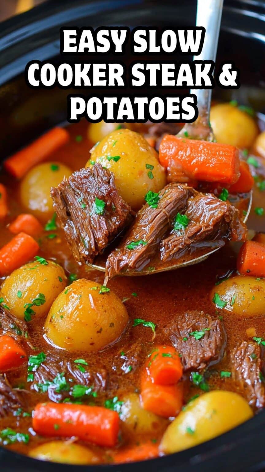 Easy Slow Cooker Steak & Potatoes